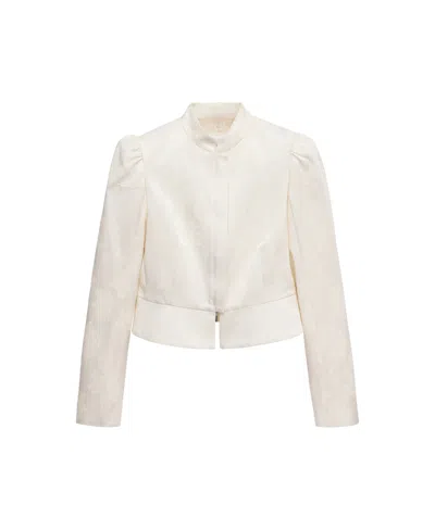 Mango Women's Slim-fit Jacquard Band-collar Jacket In White
