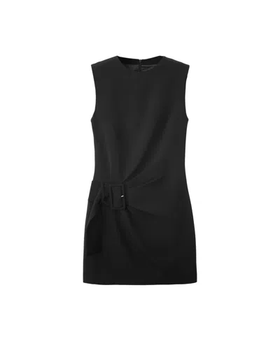 Mango Ruched Belted Minidress In Black