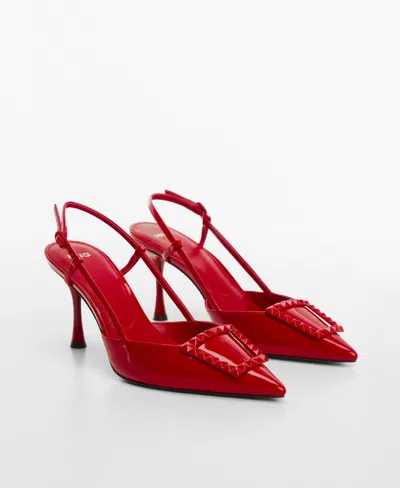 Mango Sling Back Heel Shoes Red In Rouge