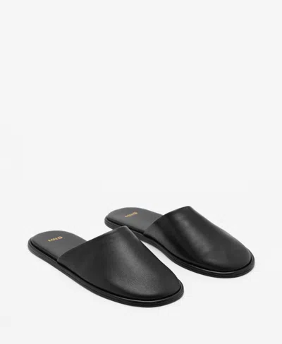 Mango Women's Backless Leather Shoes In Black