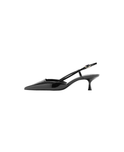 Mango Women's Slingback Kitten Heel Pointed-toe Faux Leather Pumps In Black