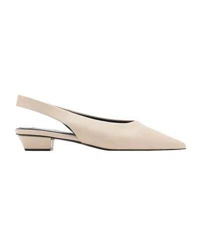 Mango Women's Slingback Pointed-toe Faux Leather Flats In Ecru