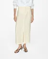 Mango Women's Slit Detail Linen Skirt In Pastel Yellow