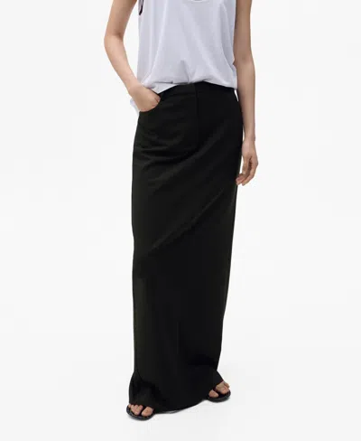 MANGO WOMEN'S SLIT DETAIL LONG PENCIL SKIRT