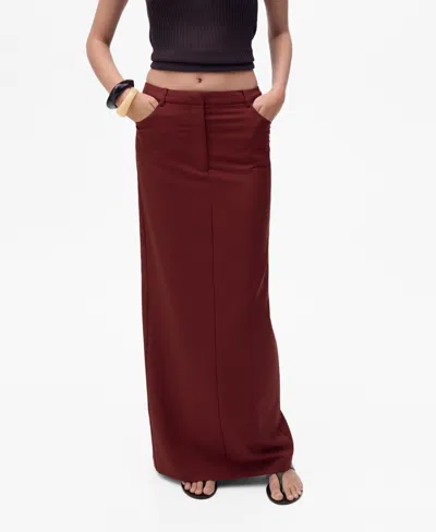 MANGO WOMEN'S SLIT DETAIL LONG PENCIL SKIRT