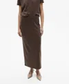 Mango Women's Slit Knitted Midi Skirt In Brown
