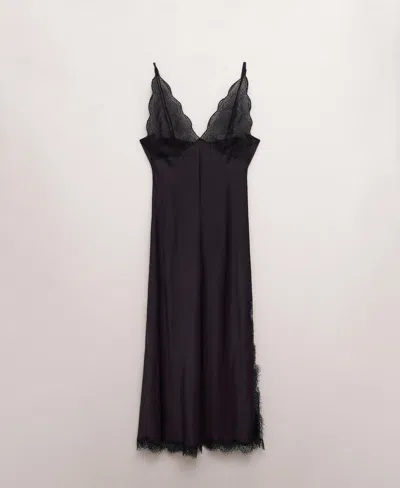 Mango Women's Slit Lace Dress In Blue
