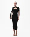 Mango Keyhole Rib Midi Dress In Black