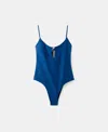 Mango Keyhole Open Back One-piece Swimsuit In Blue