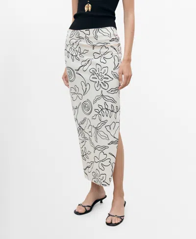 MANGO WOMEN'S SLIT PRINTED LONG SKIRT