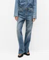 Mango Straight Leg Jeans In Dark Blue