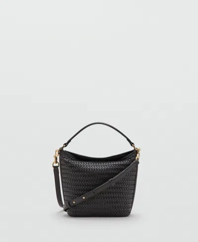 Mango Women's Small Braided Bucket Bag In Brown