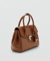 Mango Small City Faux Leather Handbag In Brown