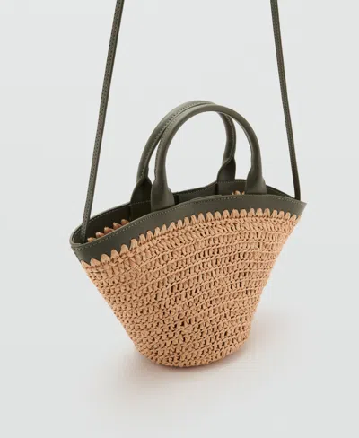 Mango Women's Small Double-handle Natural Fiber Bag In Brown