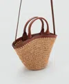Mango Small Raffia Bucket Bag In Brown