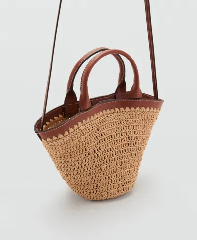 Mango Women's Small Double-handle Natural Fiber Bag In Brown