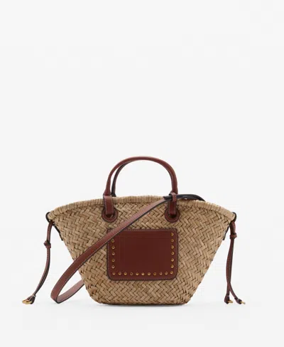 Mango Woven Structured Shoulder Bag In Leather