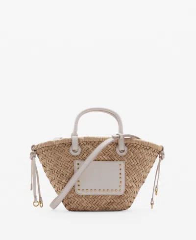 Mango Women's Small Double Handle Natural Fiber Bag In Off White