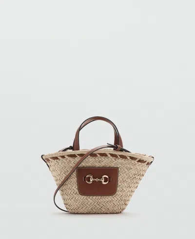 Mango Small Natural Fiber Top Handle Bag In Neutral