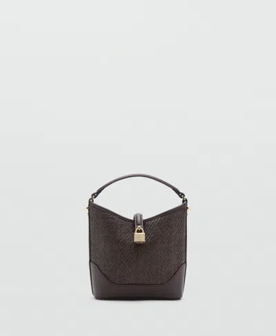Mango Women's Small Raffia Bucket Bag In Brown