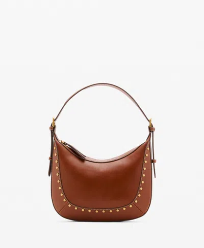 Mango Women's Small Studded Shoulder Bag In Brown