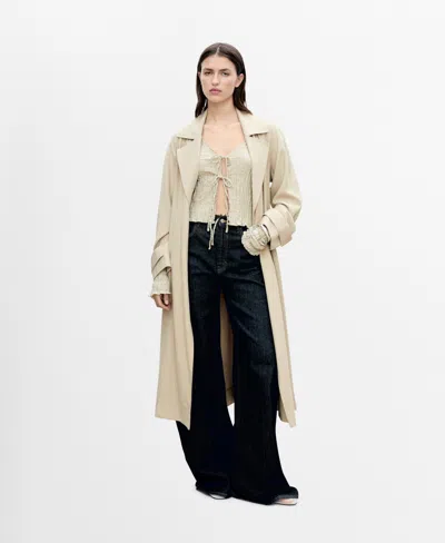 Mango Women's Soft Belt Trench Coat In Light,pastel Gray