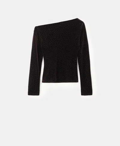 Mango Women's Sparkles Asymmetrical Velvet Top In Brown