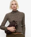 Mango Speckled Perkins-neck Sweater Chocolate In Brown
