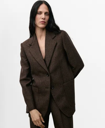 Mango Women's Speckled Wool Suit Jacket In Brown