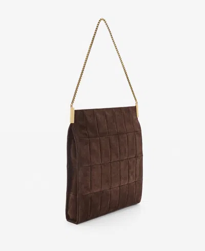 Mango Women's Split Leather Bag In Chocolate