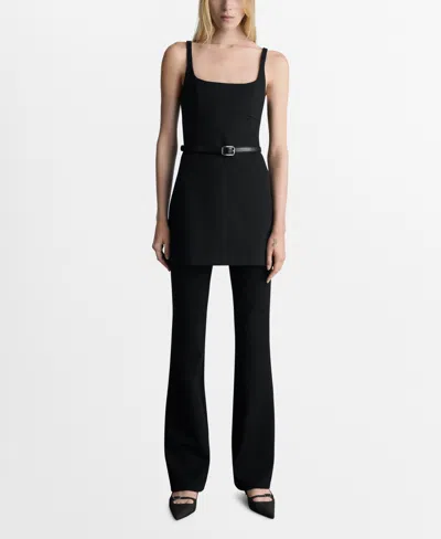 Mango Women's Square Neckline Short Dress In Black