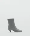Mango Squared Toe Leather Ankle Boots Grey In Gray
