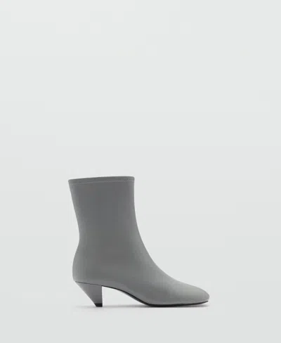 MANGO WOMEN'S SQUARED TOE LEATHER ANKLE BOOTS