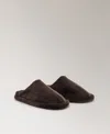 Mango Fur Mule Slippers With Stitching Detail Chocolate In Brown