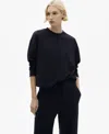 Mango Oversized Sweatshirt With Stitching Detail Dark Navy In Dark Navy