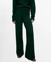 Mango Women's Stitching Detail Knitted Trousers In Green