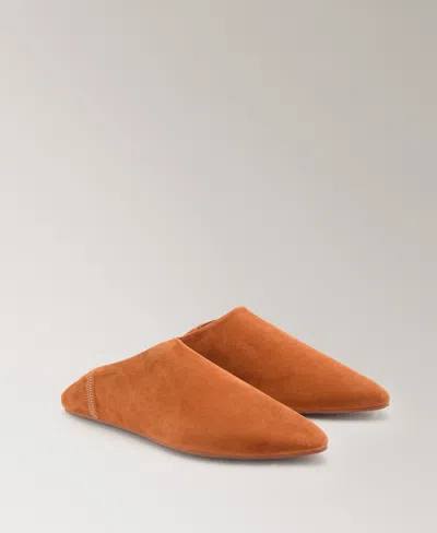 Mango Leather Clogs With Stitching Detail Orange In Brown
