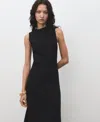 Mango Midi-dress With Stitching Black In Black
