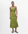 Mango Robe Midi Coutures Vert - Femme - Xxl -  In Green