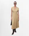 Mango Godet Pleat Dress In Nude