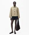 Mango Straight Cotton Jacket With Buttons Khaki In Khaki