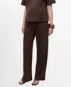Mango Cotton Blend Wide Leg Maternity Pants In Brown