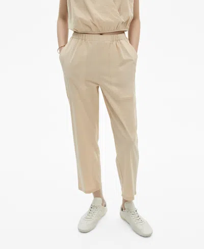 Mango Women's Straight Cotton Pants In Beige