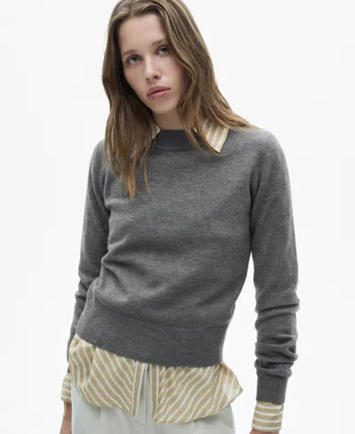 Mango Women's Straight Crew-neck Sweater In Dark Heather Gray