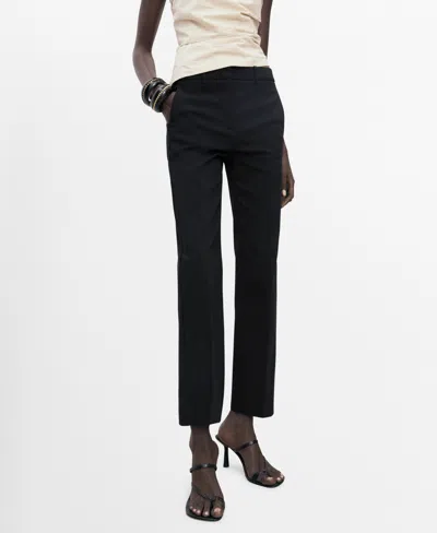 Mango Women's Straight-cut Crop Pants In Black