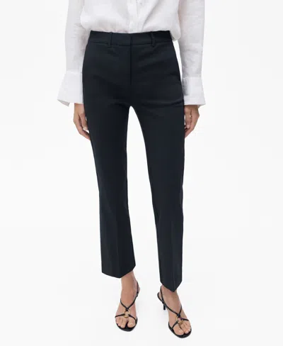 Mango Women's Straight-cut Crop Pants In Blue
