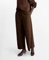 Mango Cotton Wide Leg Pants In Brown