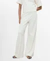 Mango Straight Fit Cotton Blend Pants In White