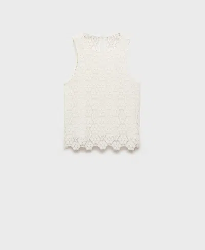 Mango Women's Straight-fit Crochet Top In White