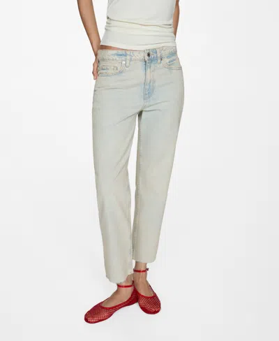 Mango Straight-fit Cropped Jeans Light Blue